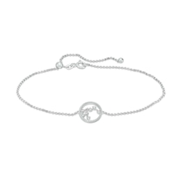 White Lab-Created Sapphire Aquarius Constellation Anklet in Sterling Silver - 10&quot;