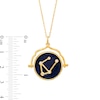 Thumbnail Image 4 of White Lab-Created Sapphire Libra Blue Enamel Flip Disc Pendant in Sterling Silver with 18K Gold Plate