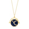 Thumbnail Image 1 of White Lab-Created Sapphire Virgo Blue Enamel Flip Disc Pendant in Sterling Silver with 18K Gold Plate