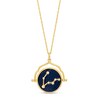 Thumbnail Image 1 of White Lab-Created Sapphire Pisces Blue Enamel Flip Disc Pendant in Sterling Silver and 18K Gold Plate