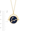 Thumbnail Image 4 of White Lab-Created Sapphire Pisces Blue Enamel Flip Disc Pendant in Sterling Silver and 18K Gold Plate