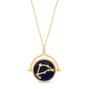 Thumbnail Image 0 of White Lab-Created Sapphire Capricorn Blue Enamel Flip Disc Pendant in Sterling Silver with 18K Gold Plate