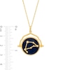 Thumbnail Image 3 of White Lab-Created Sapphire Capricorn Blue Enamel Flip Disc Pendant in Sterling Silver with 18K Gold Plate