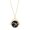 Thumbnail Image 1 of White Lab-Created Sapphire Leo Blue Enamel Flip Disc Pendant in Sterling Silver with 18K Gold Plate