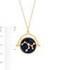 Thumbnail Image 4 of White Lab-Created Sapphire Leo Blue Enamel Flip Disc Pendant in Sterling Silver with 18K Gold Plate