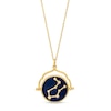 Thumbnail Image 1 of White Lab-Created Sapphire Gemini Blue Enamel Flip Disc Pendant in Sterling Silver with 18K Gold Plate