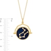 Thumbnail Image 4 of White Lab-Created Sapphire Gemini Blue Enamel Flip Disc Pendant in Sterling Silver with 18K Gold Plate