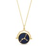 Thumbnail Image 0 of White Lab-Created Sapphire Cancer Blue Enamel Flip Disc Pendant in Sterling Silver with 18K Gold Plate