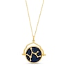 Thumbnail Image 1 of White Lab-Created Sapphire Sagittarius Blue Enamel Flip Disc Pendant in Sterling Silver with 18K Gold Plate