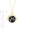 Thumbnail Image 4 of White Lab-Created Sapphire Sagittarius Blue Enamel Flip Disc Pendant in Sterling Silver with 18K Gold Plate