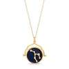 Thumbnail Image 1 of White Lab-Created Sapphire Taurus Blue Enamel Flip Disc Pendant in Sterling Silver with 18K Gold Plate