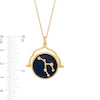 Thumbnail Image 4 of White Lab-Created Sapphire Taurus Blue Enamel Flip Disc Pendant in Sterling Silver with 18K Gold Plate