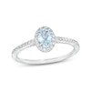 Thumbnail Image 1 of Oval Aquamarine and White Lab-Created Sapphire Frame Ring in 10K White Gold