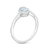 Thumbnail Image 3 of Oval Aquamarine and White Lab-Created Sapphire Frame Ring in 10K White Gold