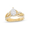 Thumbnail Image 1 of 3/4 CT. T.W. Pear Multi-Diamond Polished Braid Bridal Set in 10K Gold