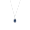 Thumbnail Image 0 of Oval Blue Sapphire and White Lab-Created Sapphire Frame Pendant in 10K White Gold