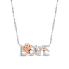 Thumbnail Image 1 of Enchanted Disney Belle 1/10 CT. T.W. Diamond &quot;LOVE&quot; Rose Necklace in Sterling Silver and 10K Rose Gold