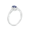 Thumbnail Image 3 of Oval Blue and White Lab-Created Sapphire Frame Ring in 10K White Gold