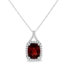 Thumbnail Image 0 of Cushion-Cut Garnet and 1/8 CT. T.W. Diamond Frame Split Bail Pendant in 14K White Gold