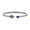 Thumbnail Image 1 of Enchanted Disney Villains Ursula Pear-Shaped Amethyst and 1/8 CT. T.W. Black Diamond Open Bangle in Sterling Silver