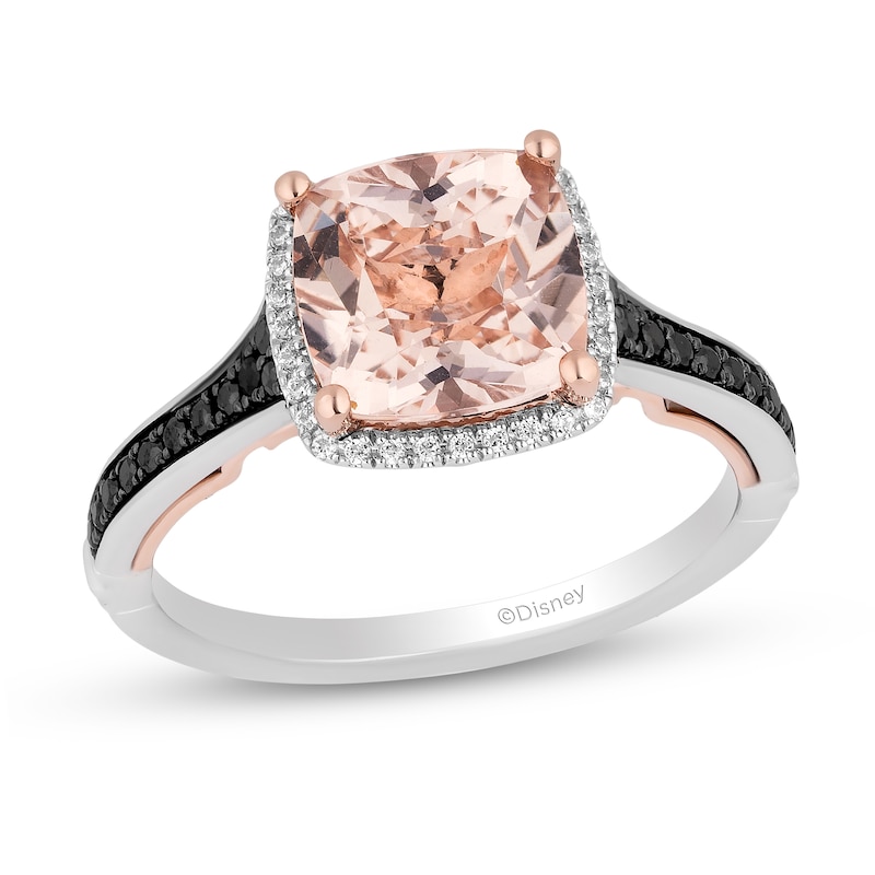 Main Image 1 of Enchanted Disney Villains Maleficent Morganite and 1/4 CT. T.W Diamond Engagement Ring in 14K Two-Tone Gold