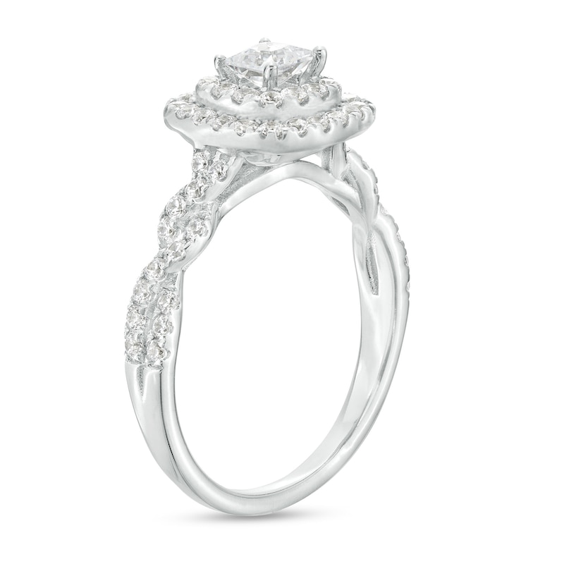 Main Image 3 of 1 CT. T.W. Certified Princess-Cut Lab-Created Diamond Double Frame Engagement Ring in 10K White Gold (F/SI2)