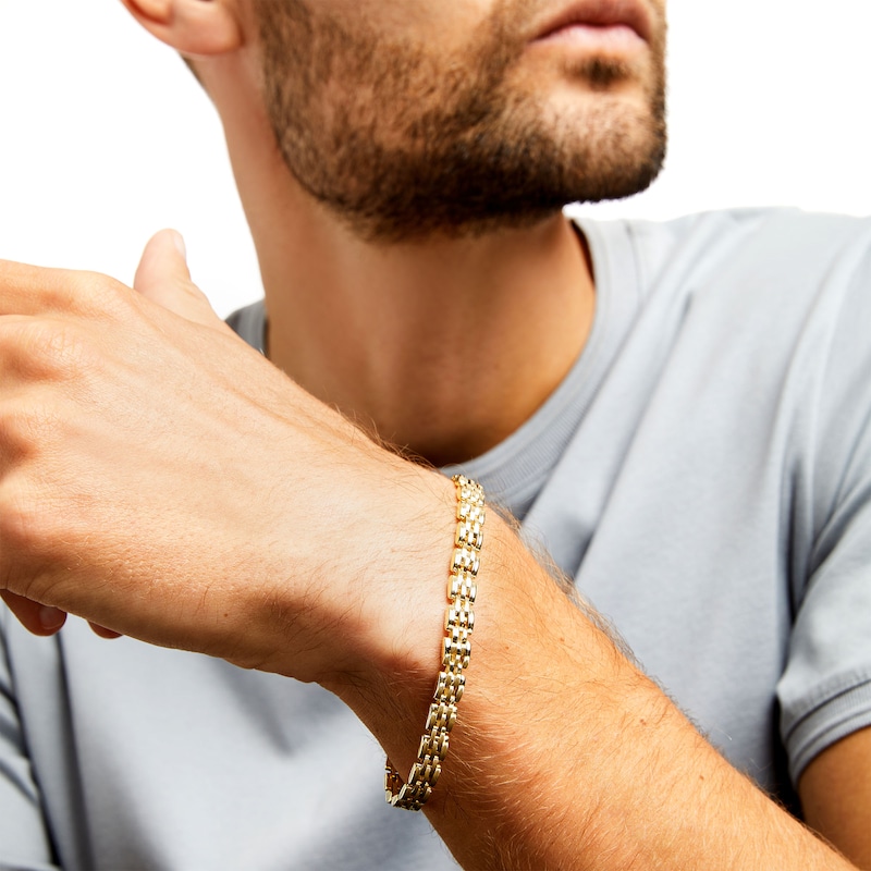 Main Image 2 of Men's 6.5mm Link Chain Bracelet in Hollow 10K Gold – 8.5&quot;