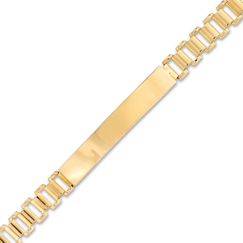 Men's Railroad Link ID Bracelet in Hollow 10K Gold – 8.5"