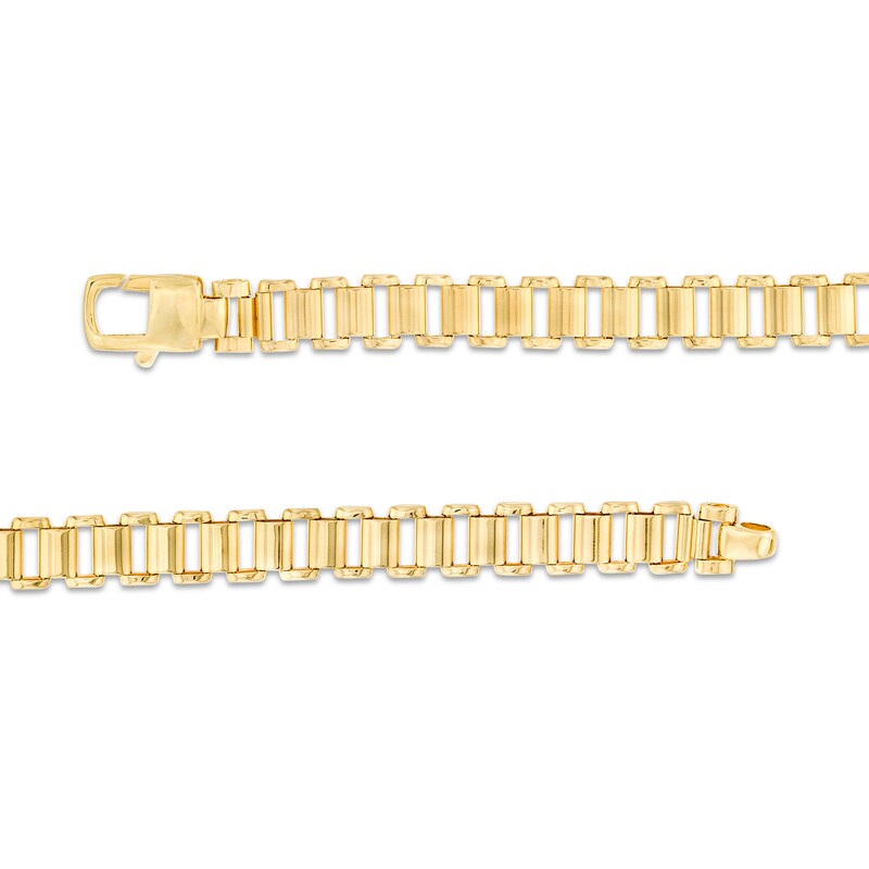 Men's Railroad Link ID Bracelet in Hollow 10K Gold – 8.5"