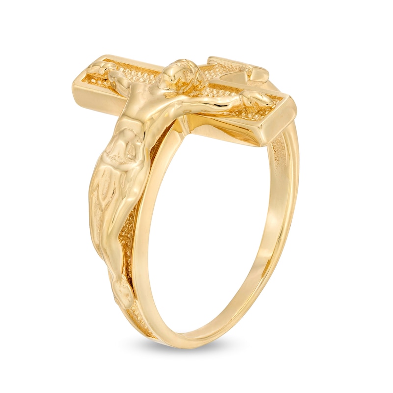 Main Image 3 of Textured Crucifix Ring in 10K Gold