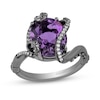 Thumbnail Image 1 of Enchanted Disney Villains Ursula Oval Amethyst and 1/10 CT. T.W. Diamond Ring in Sterling Silver with Black Rhodium