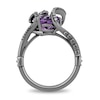 Thumbnail Image 3 of Enchanted Disney Villains Ursula Oval Amethyst and 1/10 CT. T.W. Diamond Ring in Sterling Silver with Black Rhodium