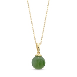 8.0mm Jade Ball Pendant in 14K Gold