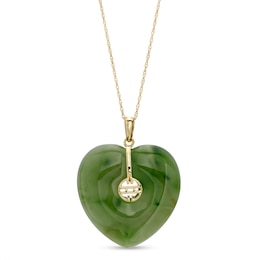 25.0mm Jade Heart Pendant in 14K Gold