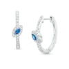 Thumbnail Image 0 of Marquise London Blue Sapphire and 1/4 CT. T.W. Diamond Hoop Earrings in 10K White Gold
