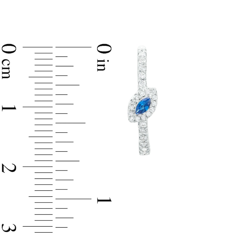 Marquise London Blue Sapphire and 1/4 CT. T.W. Diamond Hoop Earrings in 10K White Gold