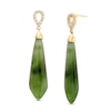 Thumbnail Image 1 of Jade and 1/8 CT. T.W. Diamond Obelisk Teardrop Earrings in 14K Gold