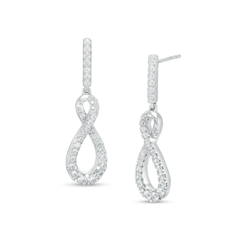 Main Image 1 of 5/8 CT. T.W. Certified Lab-Created Diamond Graduated Infinity Loop Drop Earrings in 14K White Gold (F/SI2)