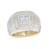 Thumbnail Image 0 of Men's 3-1/2 CT. T.W. Multi-Diamond Cushion-Shaped Frame Multi-Row Shank Ring in 10K Gold