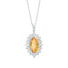 Thumbnail Image 1 of Marquise Madeira Citrine and White Lab-Created Sapphire Frame Pendant in Sterling Silver