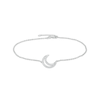 Thumbnail Image 1 of White Lab-Created Sapphire Moon Outline Anklet in Sterling Silver - 10&quot;