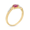 Thumbnail Image 3 of Pear-Shaped Ruby and 1/20 CT. T.W. Diamond Bypass Two Stone Ring in 10K Gold