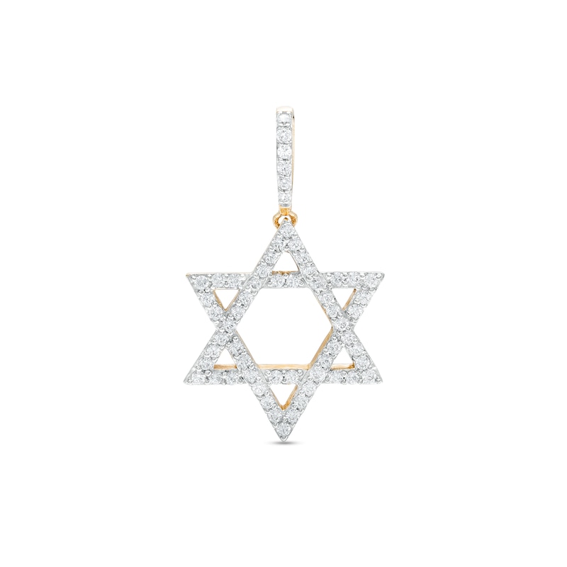 Men's 3/4 CT. T.W. Diamond Star of David Necklace Charm in 10K Gold ...