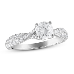 Royal Asscher® 1-1/5 CT. T.W. Diamond Twist Shank Engagement Ring in 14K White Gold