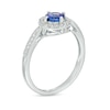 Thumbnail Image 3 of 5.0mm Tanzanite and White Lab-Created Sapphire Frame Ring in Sterling Silver