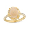 Thumbnail Image 1 of EFFY™ Collection Oval Opal and 1/8 CT. T.W. Diamond Frame Ring in 14K Gold