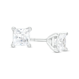 Princess Cut Diamond Earrings, Princess Cut Stud Earrings, 4 Carat –