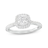 Thumbnail Image 1 of 1-1/3 CT. T.W. Certified Princess-Cut Lab-Created Diamond Cushion-Shaped Frame Engagement Ring in 14K White Gold (F/VS2)