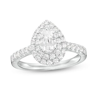 Zales Kleinfeld x Zales 2-1/2 Ct. T.W. Certified Pear-Shaped Lab-Created Diamond Frame Engagement Ring in Platinum (F/Vs2)