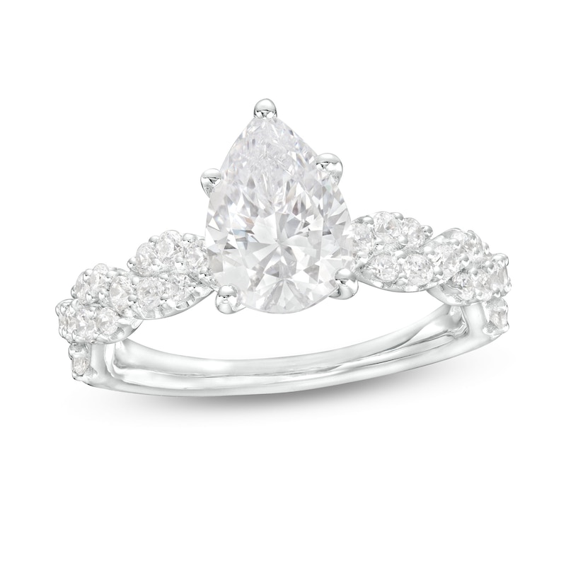 Main Image 1 of 2 CT. T.W. Certified Pear-Shaped Lab-Created Diamond Twist Shank Engagement Ring in 14K White Gold (F/VS2)